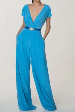 Joan Jersey Jumpsuit In Azure