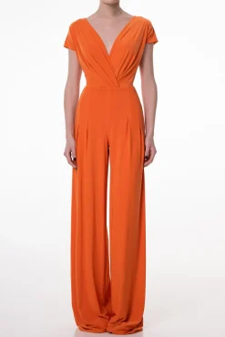 Joan Jersey Jumpsuit In Hot-Orange
