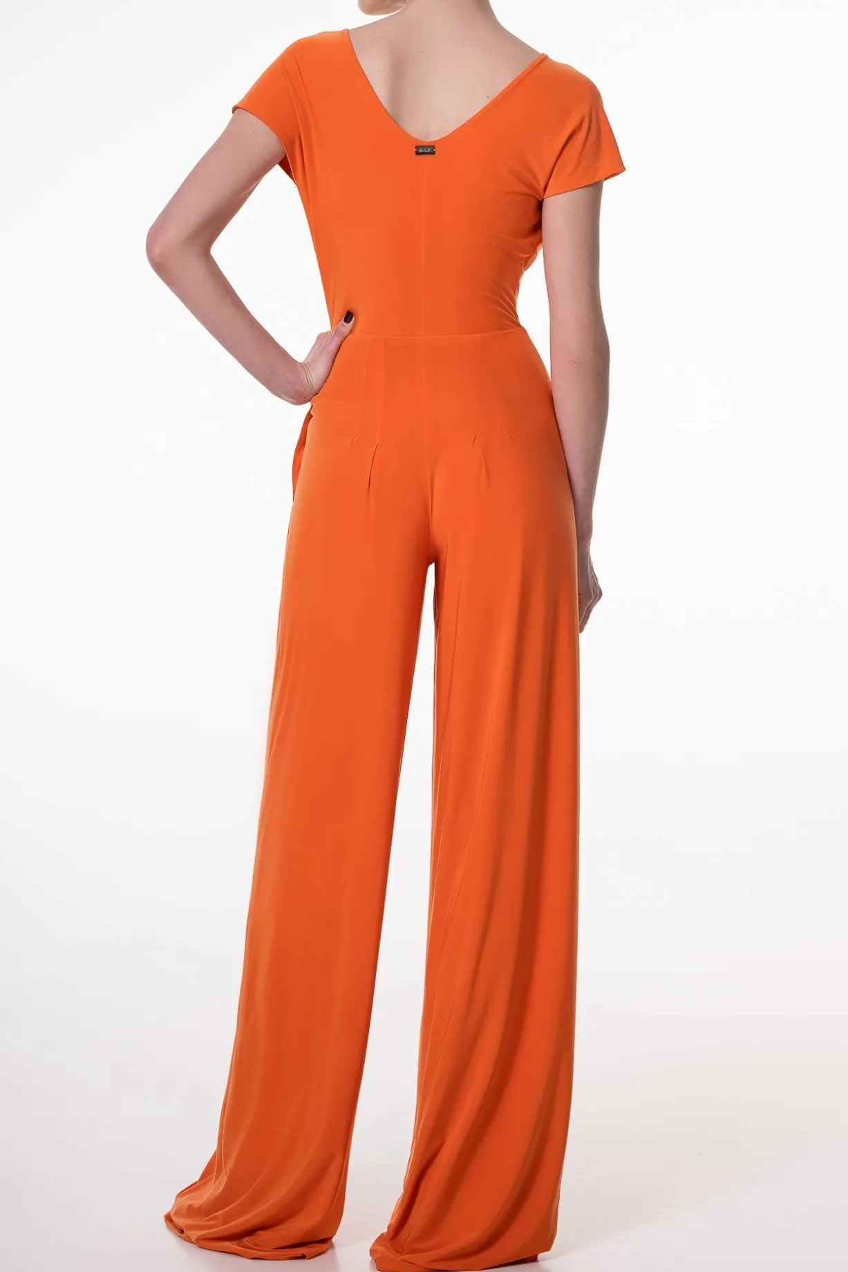 Joan Jersey Jumpsuit In Hot-Orange