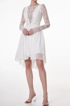 Joelle with Crystals Boho Short Dress In Ivory