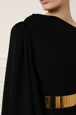 Karen One-Shoulder Midi Dress In Black