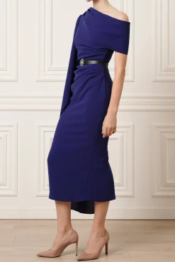 Karen One-Shoulder Midi Dress In Royal Blue