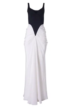 Kiara Long Dress In Black-White