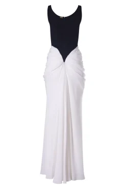 Kiara Long Dress In Black-White
