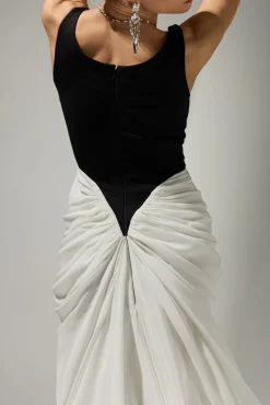 Kiara Long Dress In Black-White