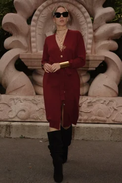 Lani Cashmere Long Cardigan In Cuir De Russie