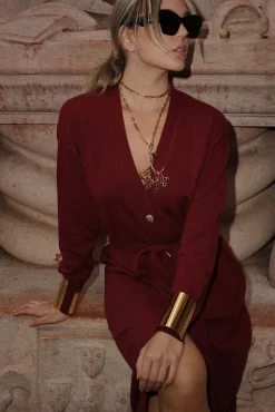 Lani Cashmere Long Cardigan In Cuir De Russie