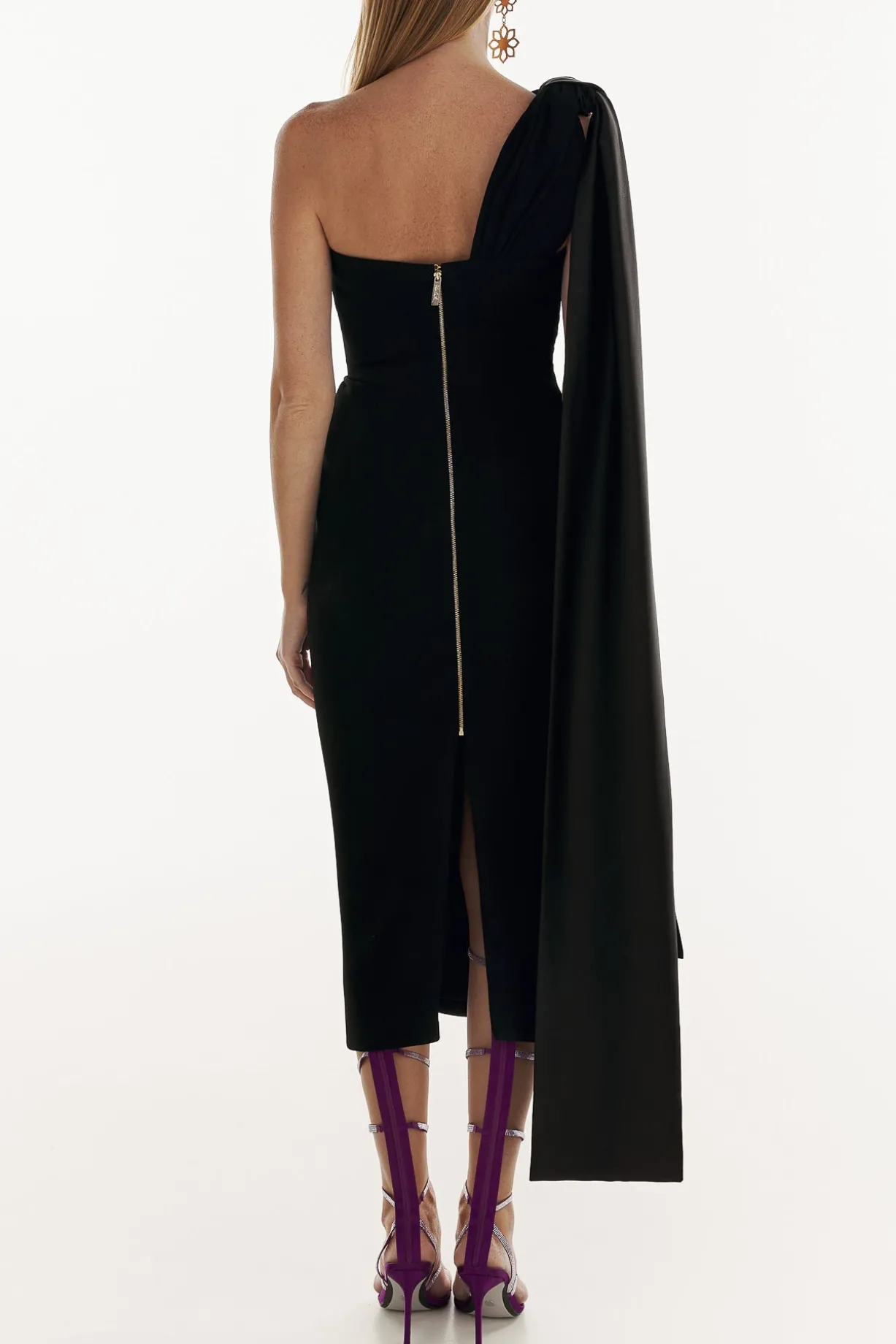 Liv Black Crepe Midi Dress