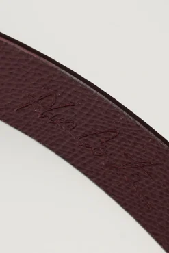 Lotus Leather Waist Belt In Burgundy With Gold Buckle