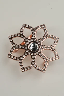 Lotus Leather Waist Belt In Saffiano Black With Rose-Gold Buckle