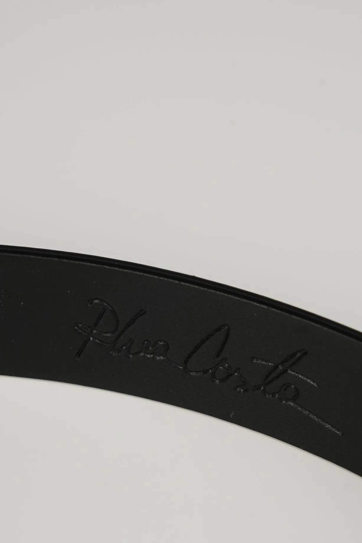 Lotus Leather Waist Belt In Saffiano Black With Rose-Gold Buckle
