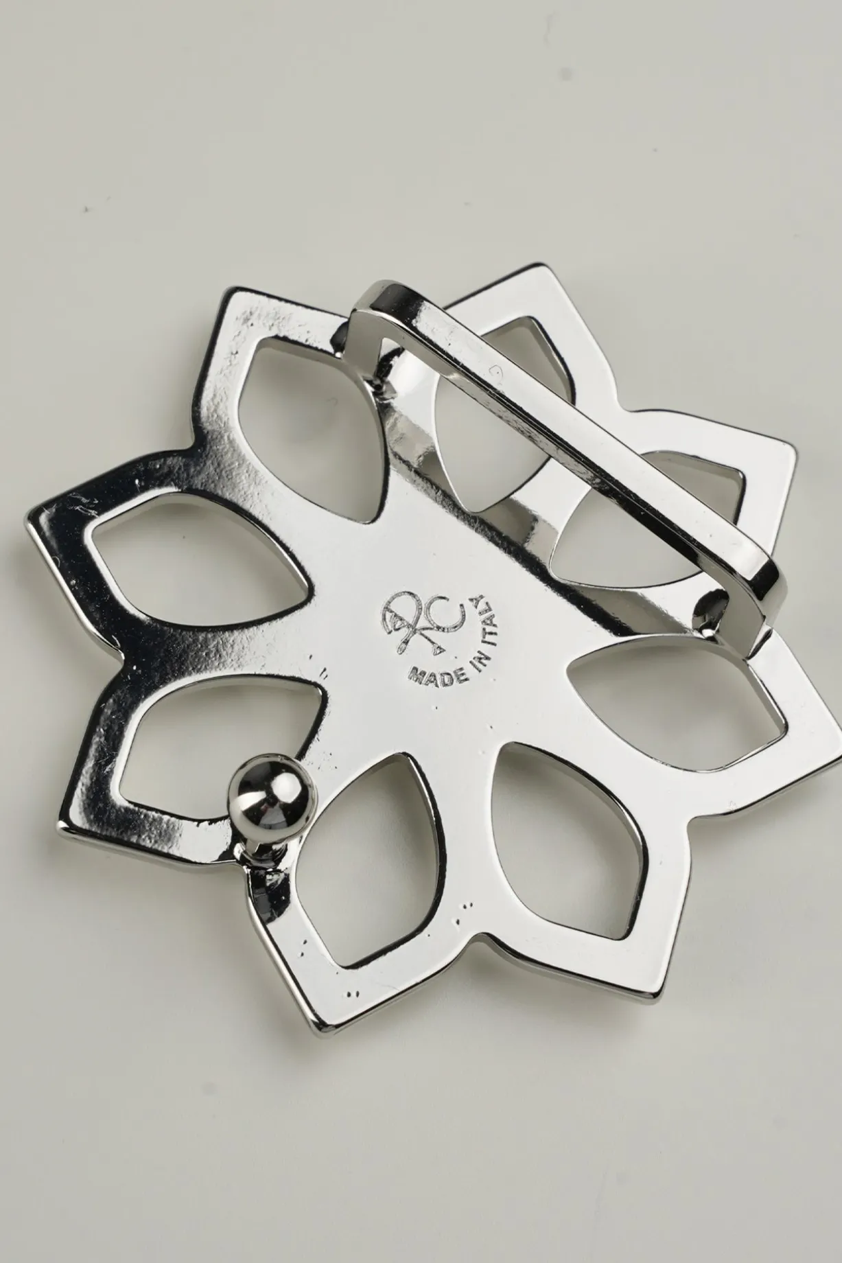 Lotus Leather Waist Belt In Saffiano Black With Silver Buckle