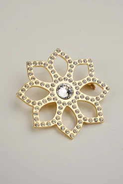 Lotus Single Flower Brooch In Gold-Plated