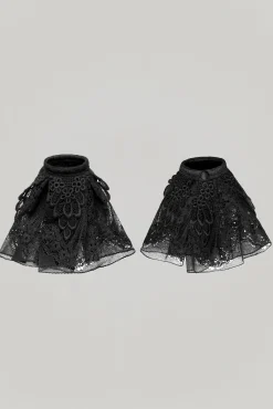 Marie Ruffled Lace Cuffs In Black