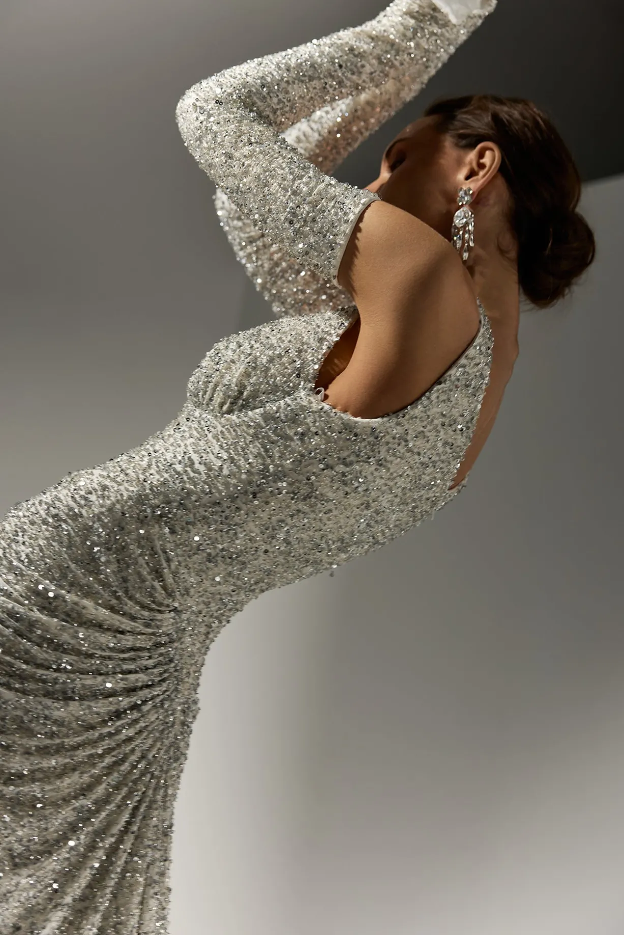 Melek Dress In White-Silver