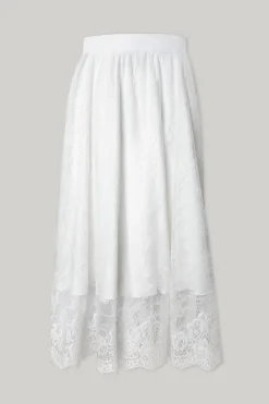 Midi Lace Ivory Skirt With Midi Underskirt