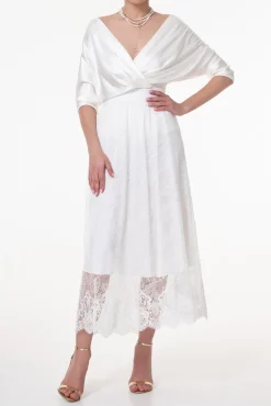 Midi Lace Ivory Skirt With Midi Underskirt