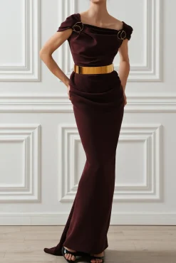 Nira Long Dress In Burgundy