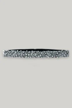 Opulent Crystals Embroidered Black Slim Belt