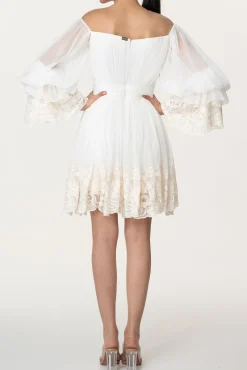 Orla Boho Silk Short Dress In Ivory