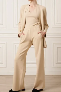 Pax Viscose Jersey Wide-Leg Pants In Beige