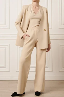 Pax Viscose Jersey Wide-Leg Pants In Beige
