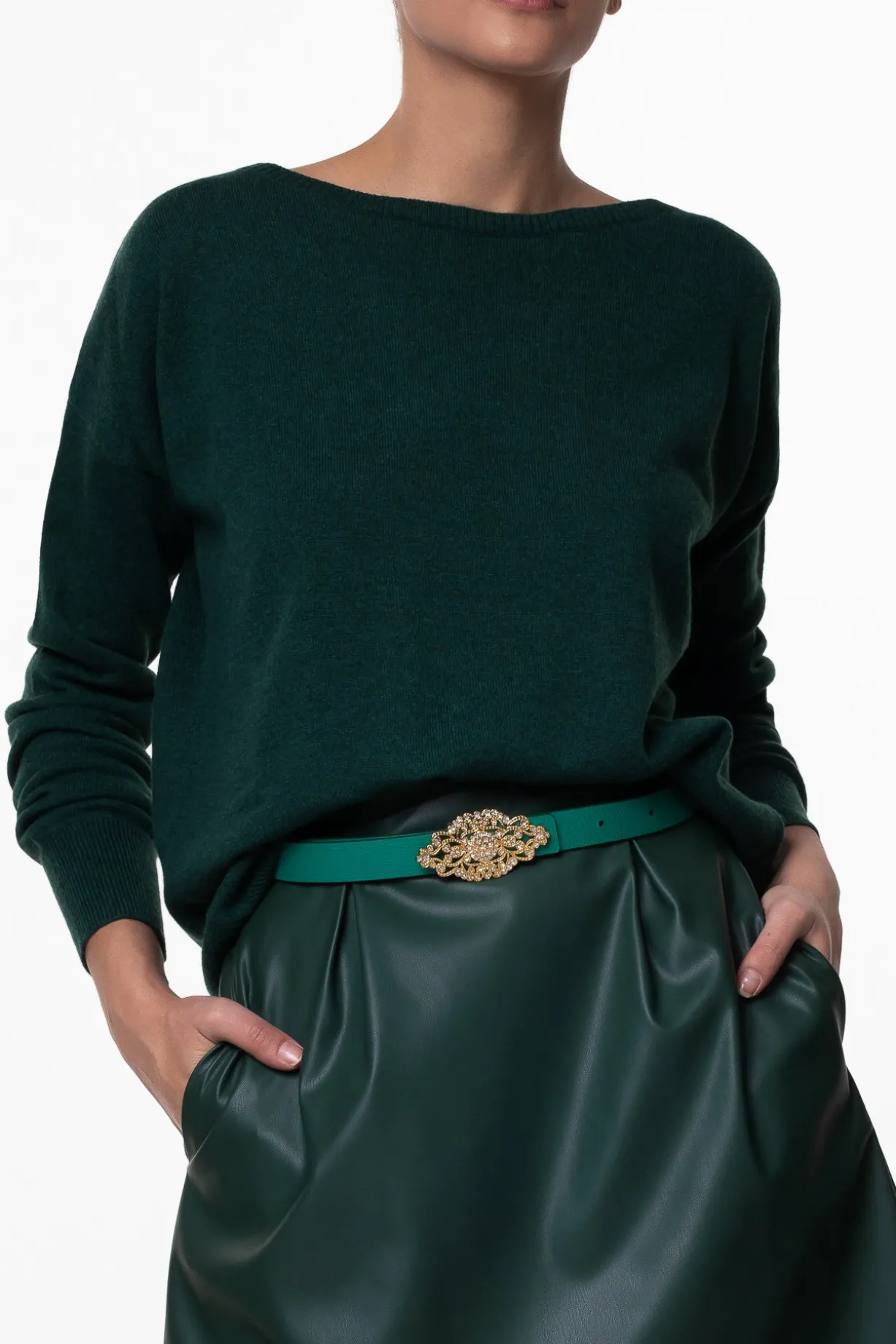 Rania Boat Neck Cashmere Sweater In Spruce