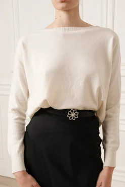 Rania Boat Neck Cashmere Sweater In Luna
