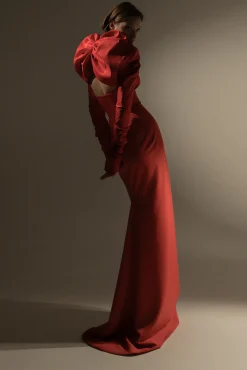 Ranya Long Dress In Hot-Red