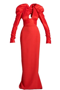 Ranya Long Dress In Hot-Red