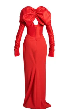 Ranya Long Dress In Hot-Red