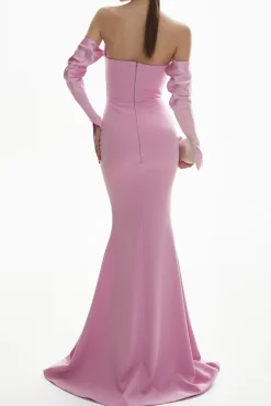 Raven Crepe Long Dress In Soft-Lilac
