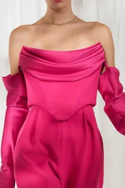 Raven Strapless Jumpsuit In Fuchsia
