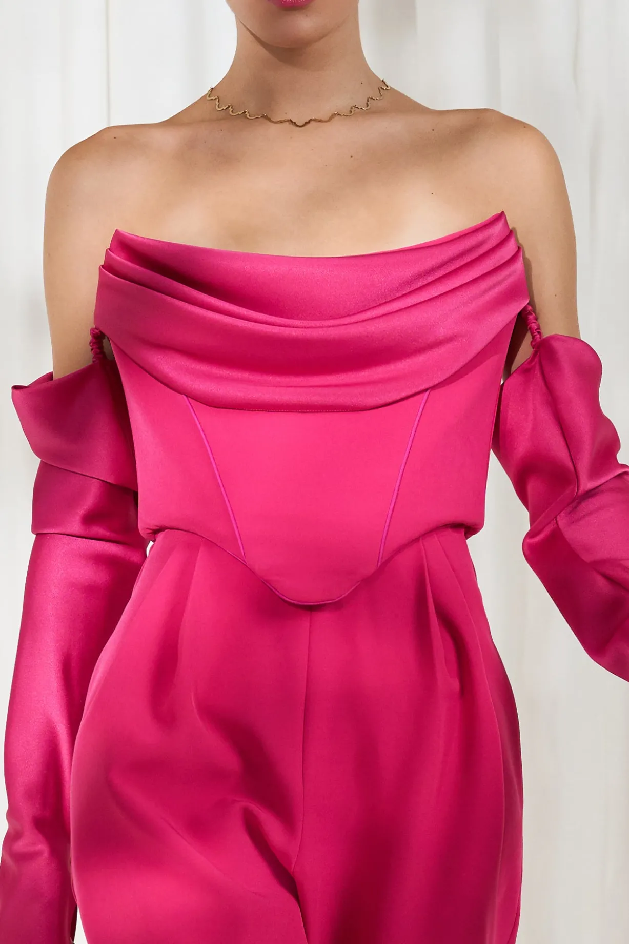 Raven Strapless Jumpsuit In Fuchsia