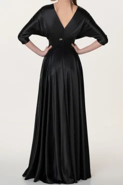 Reese Silk Long Dress In Black