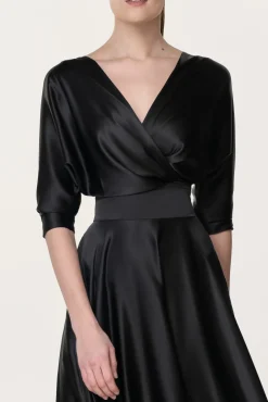 Reese Silk Long Dress In Black