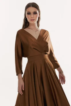 Reese Silk Long Dress In Dark Gold