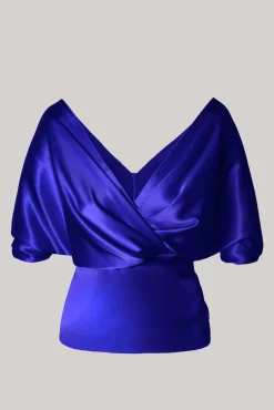 Reese Silk Top In electric-Blue