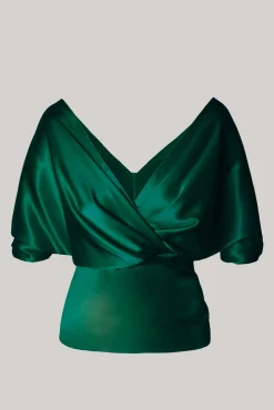 Reese Silk Top In Emerald