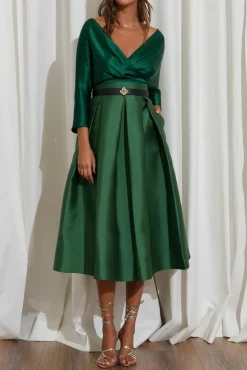 Reese Silk Top In Emerald