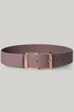 Ripple Aubergine Leather Waist Belt With Rose-Gold Buckle