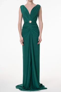 Saara Jersey Long Dress In Emerald