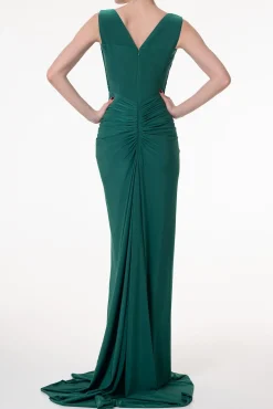 Saara Jersey Long Dress In Emerald
