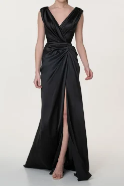 Saara Silk Long Dress In Black