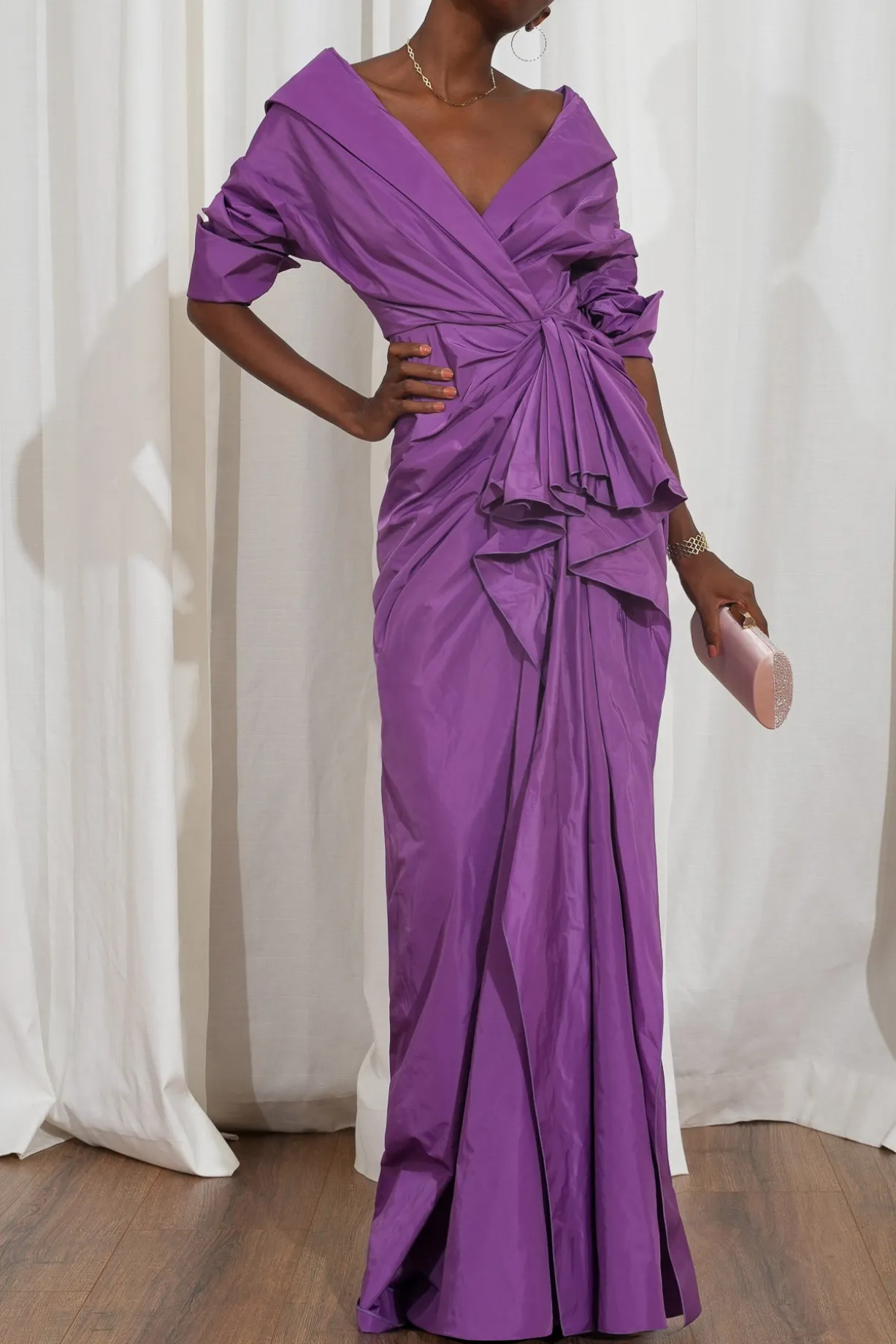 Sabina Lavender Taffeta Long Dress