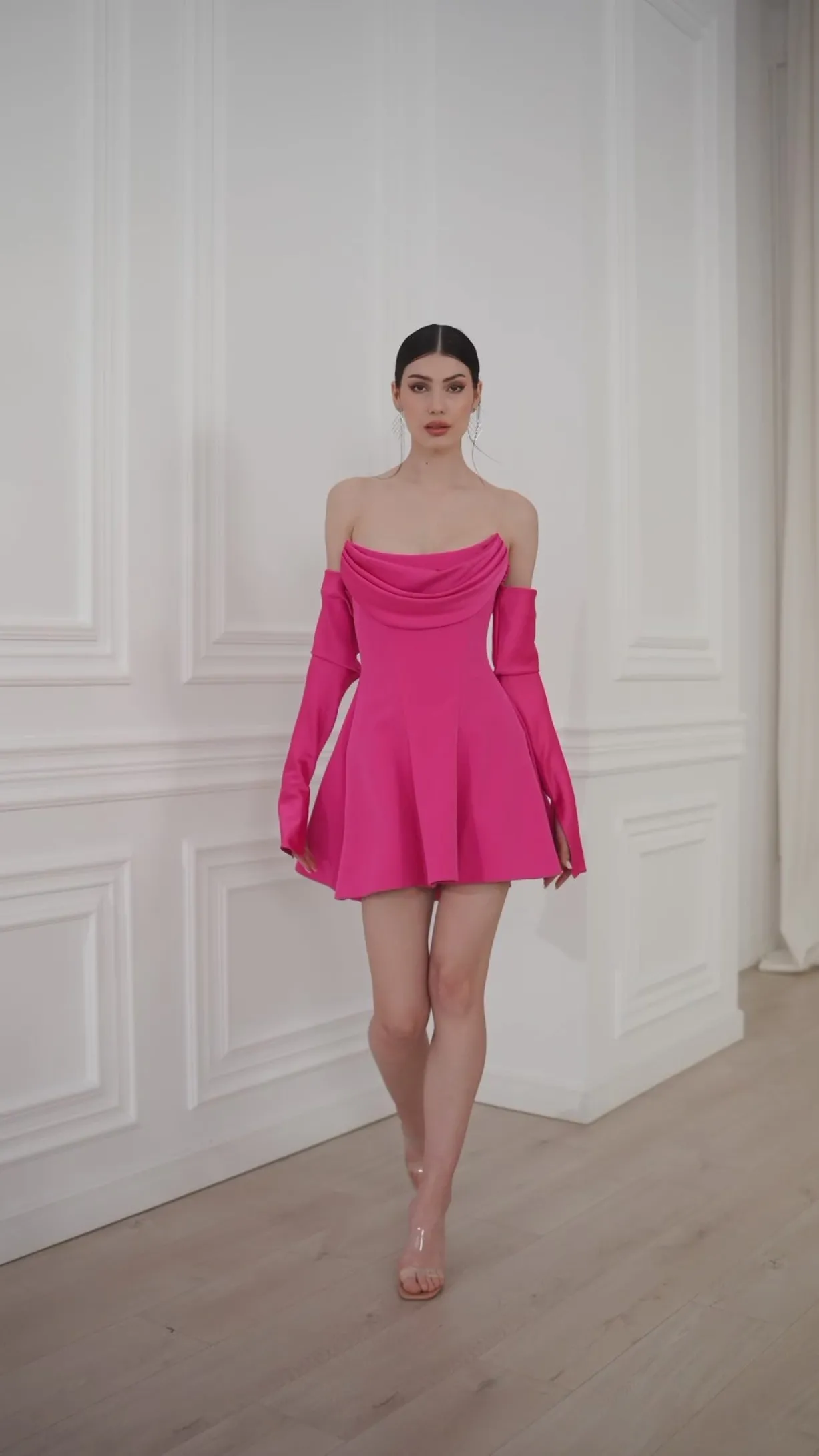 Salma Mini Crepe Dress In Fuchsia