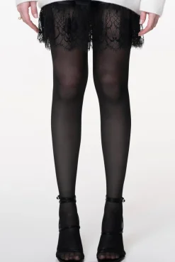 Short Silk Lace Skirt In Black