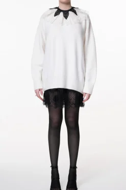 Short Silk Lace Skirt In Black