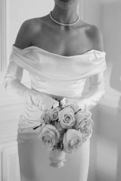 Siri Satin Crepe Long Dress In Ivory