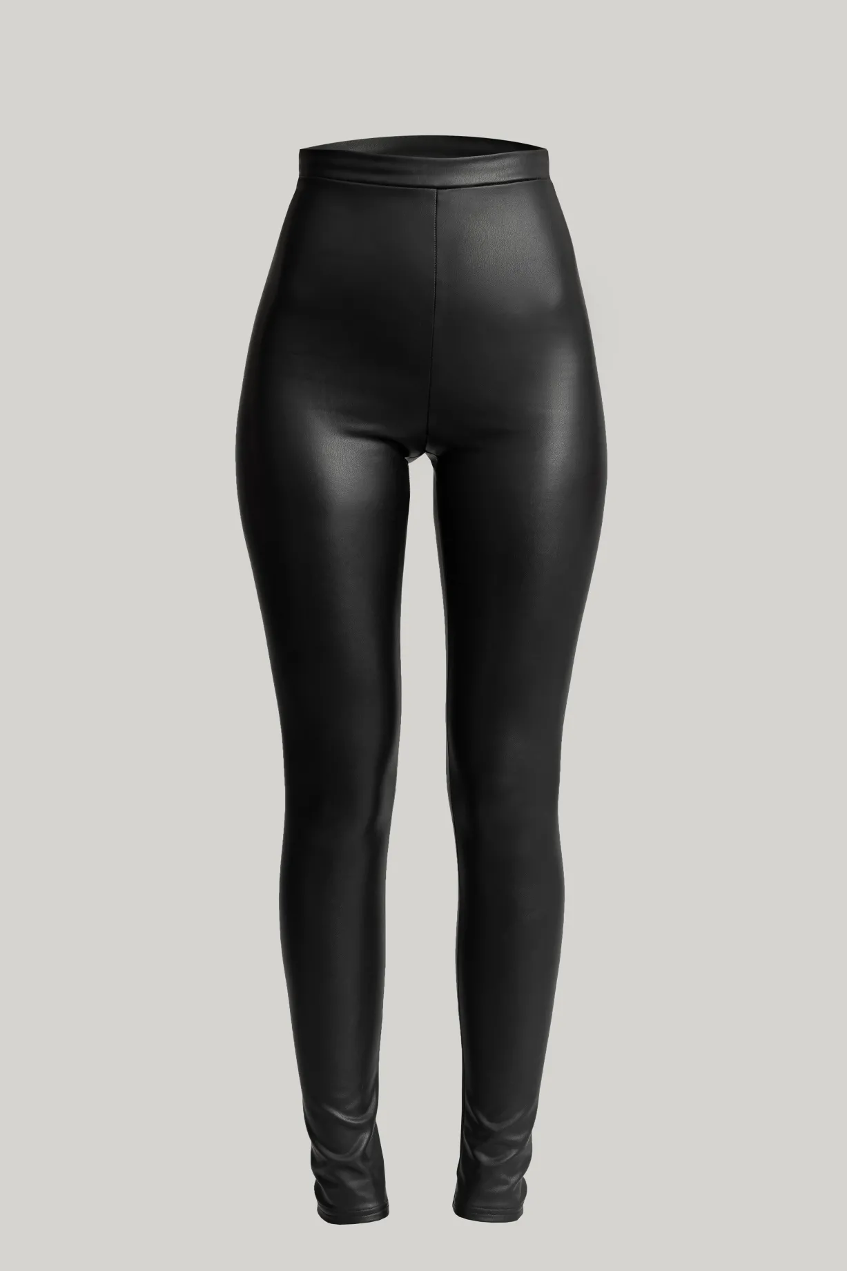 Stretchy Vegan Leather Leggings In Black